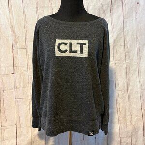 704 Shop Women's Size Large CLT Off Shoulder Sweatshirt Grey Charlotte Local